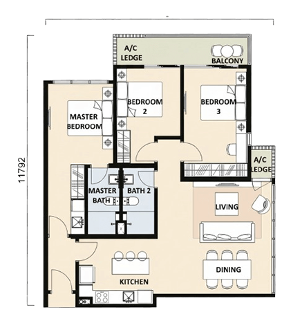 3R2B - 1125sq.ft